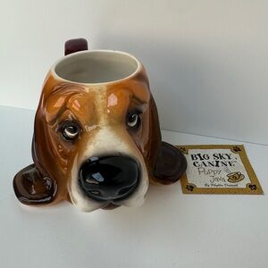 NWT Big Sky Canine Basset Hound Dog Head‎ Shaped Mug Phyllis Driscoll 2002